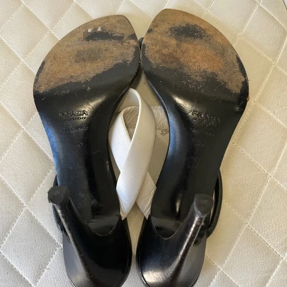 Prada Women's Black, White, and Orange Sandals - Picture 5 of 5